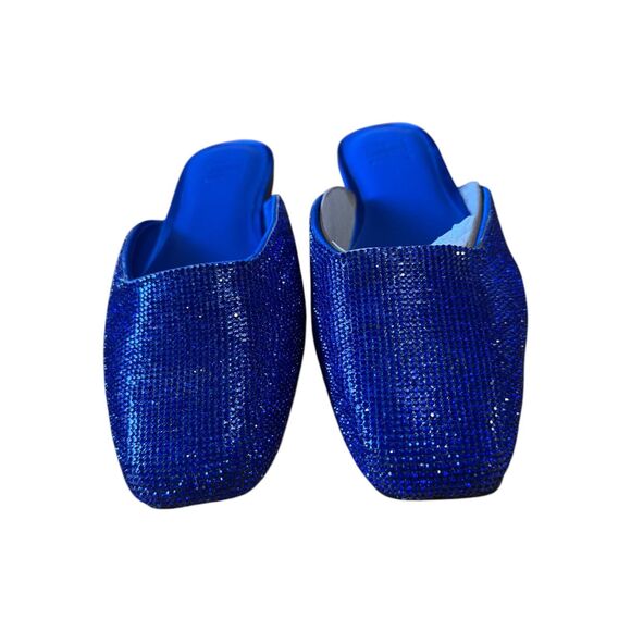 INC Womens Joslyn Crystal Backless Mules Blue 9M - Picture 3 of 7